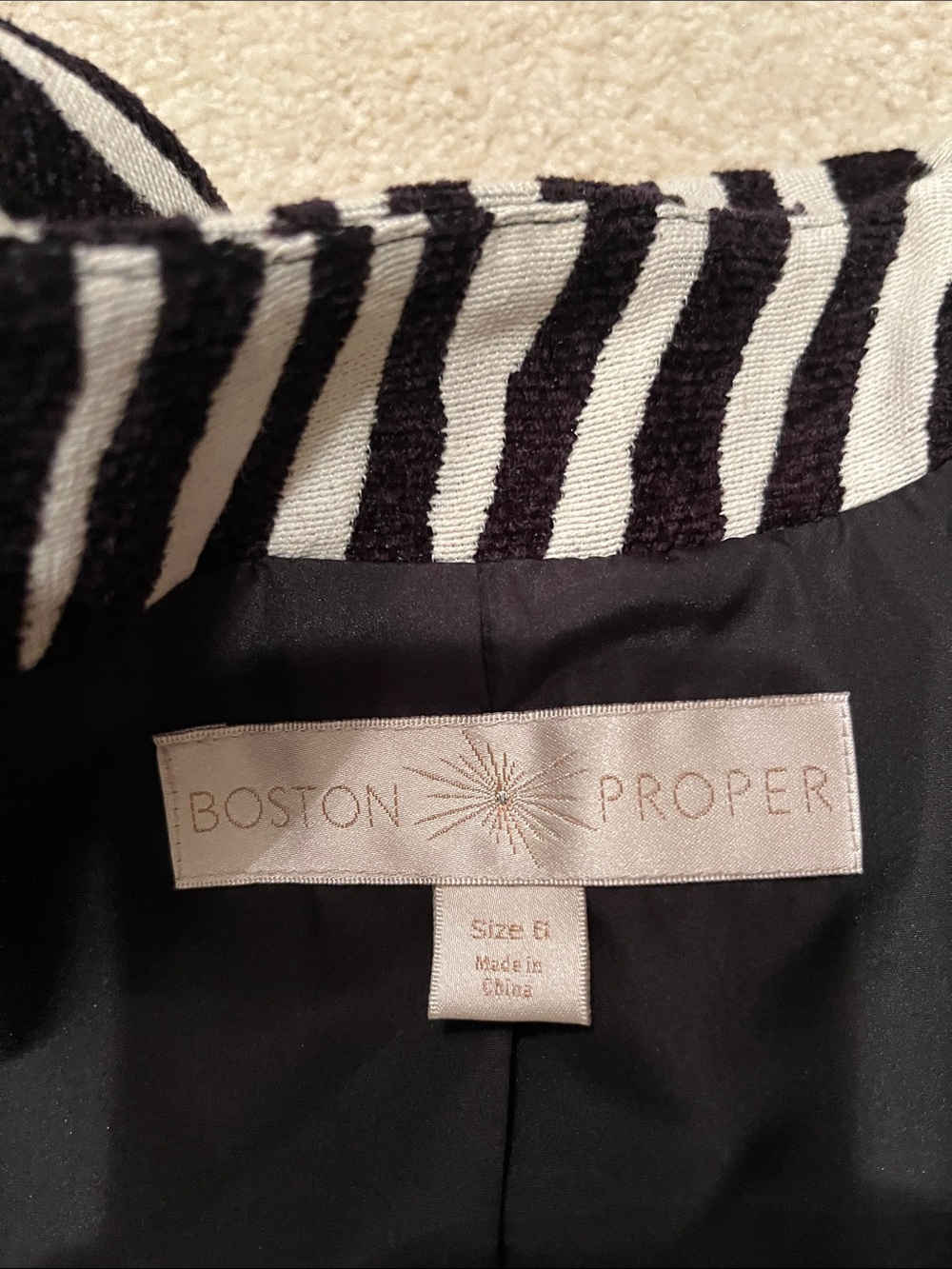 Boston Proper Black and White Zebra-Print Long Coat - Picture 6 of 6